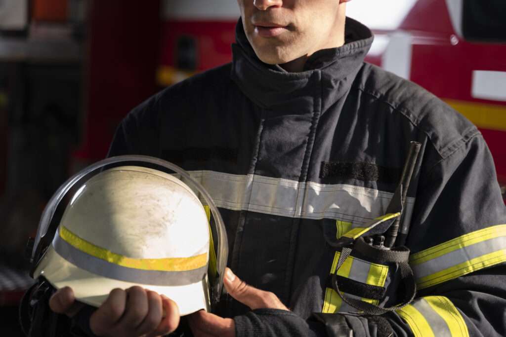 У Польщі почали перевіряти стан укриттів  Male Firefighter Station With Suit Safety Helmet UAinKrakow.pl